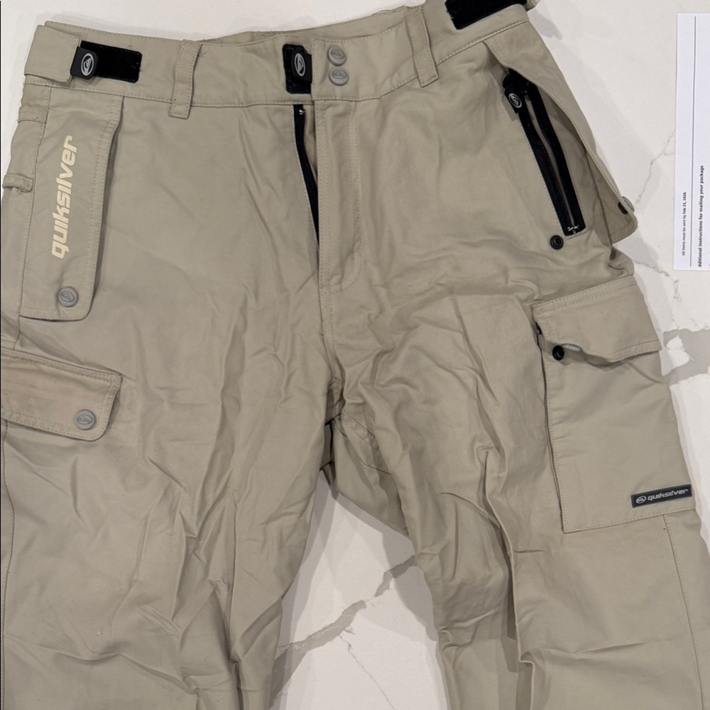 Quiksilver Men's Snowboard / Ski Beige Cargo Pants: Vintage